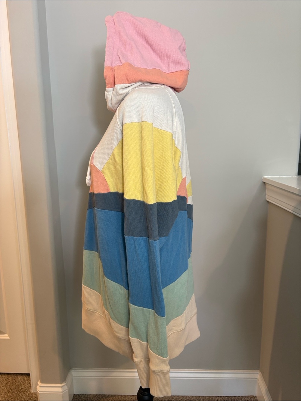 Faherty Brand Women's Soleil Hoodie - Sun and Sea Colorblock Patchwork - Size L - Picture 10 of 11